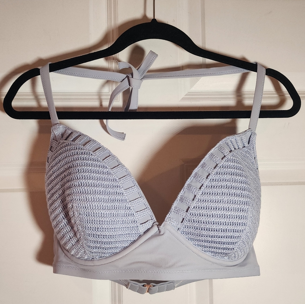 Shade & Shore Light Blue Padded Underwire Swim Bikini Top 36DD